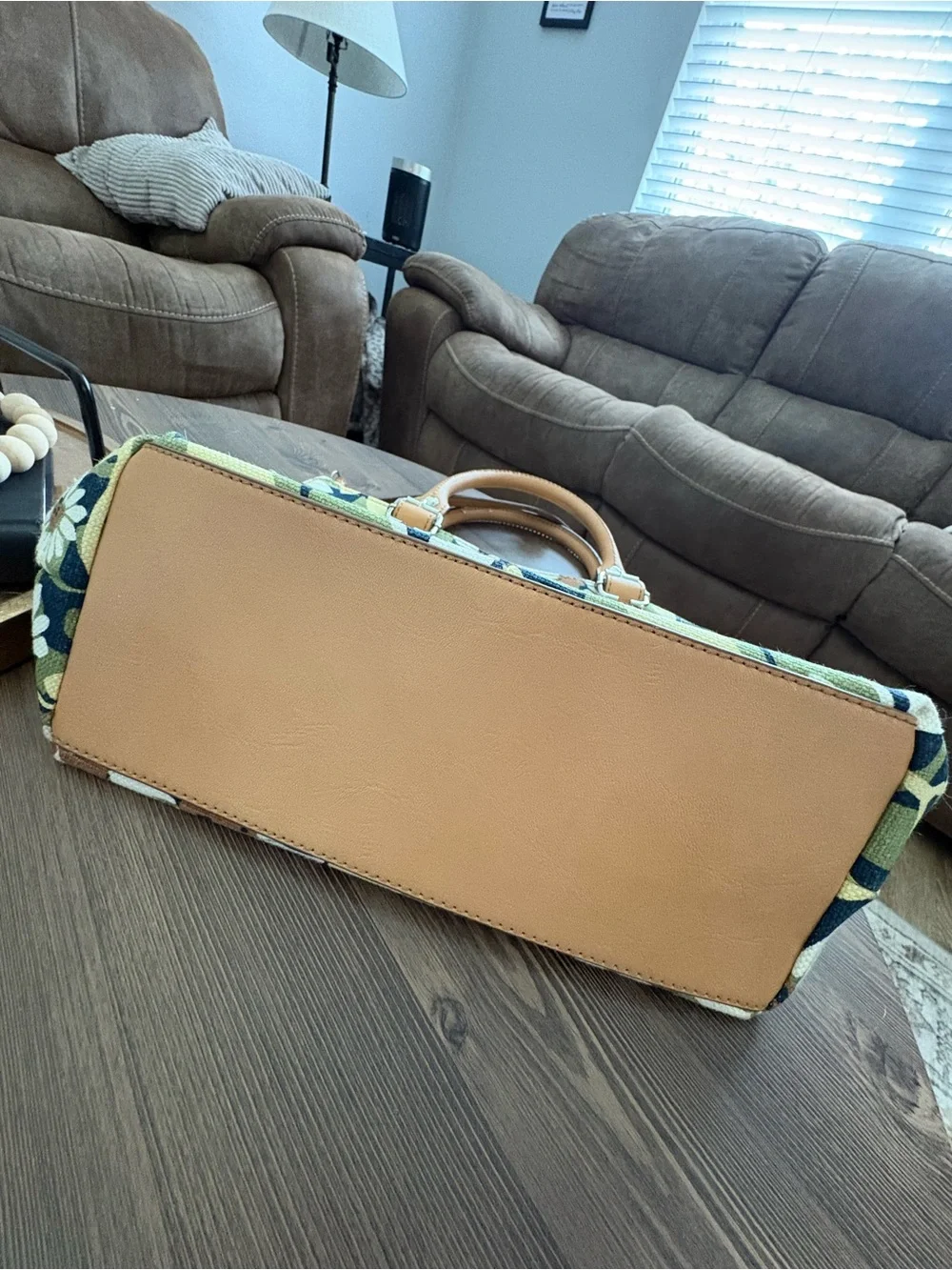 Floral Canvas Satchel with Tan Trim by Relic by Fossil